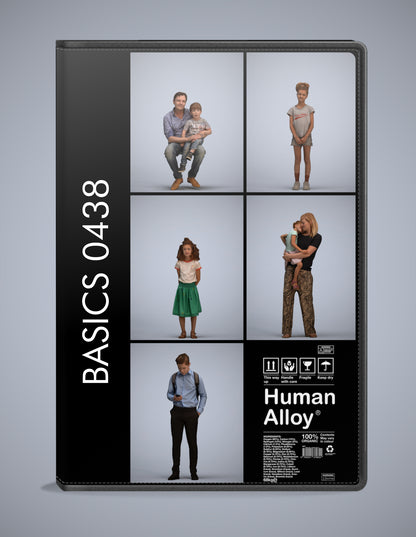 scanned 3D people kids collection, 5 photogrammetry models for Enscape and V-Ray