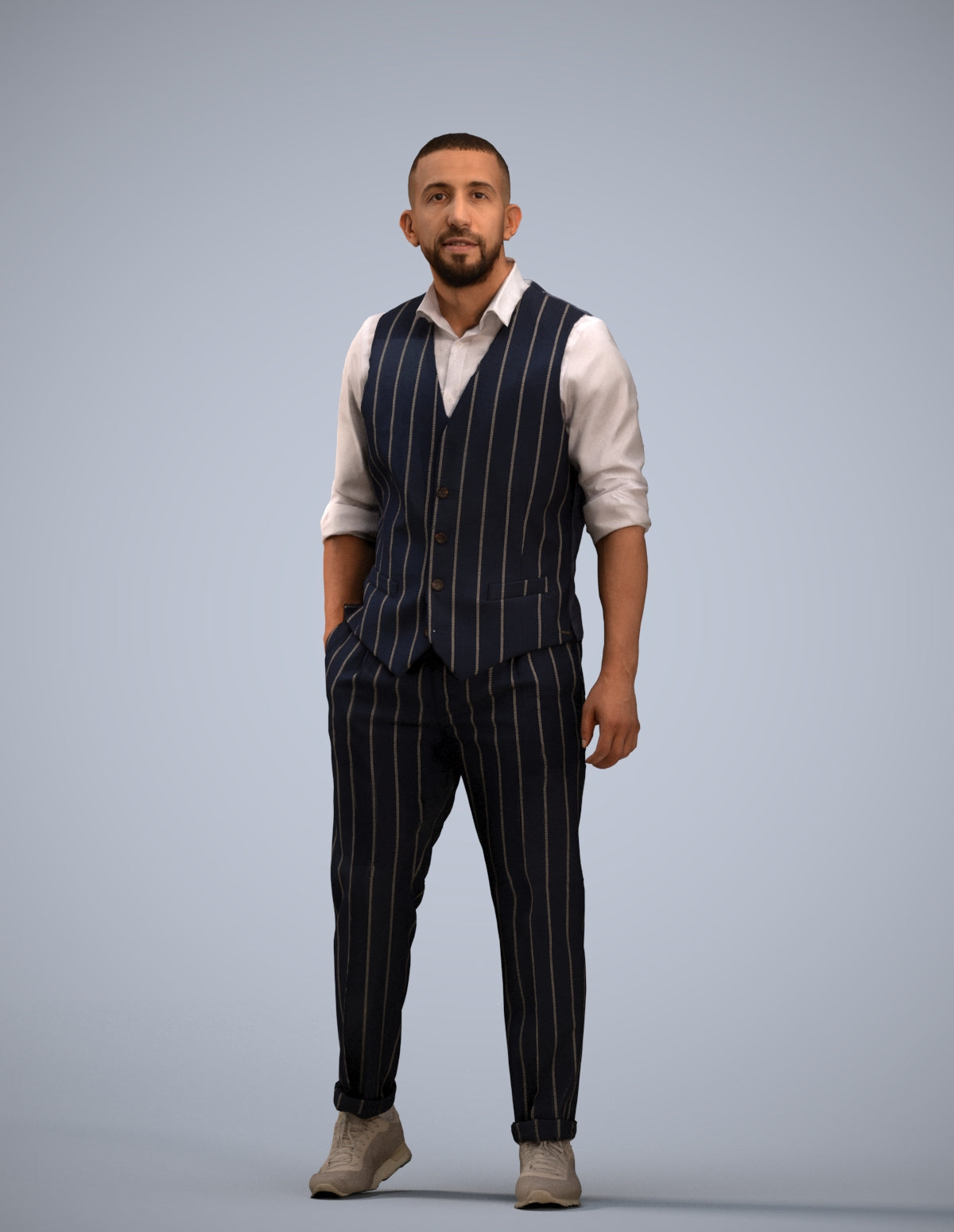 scanned 3D man business, photogrammetry people for Enscape and V-Ray