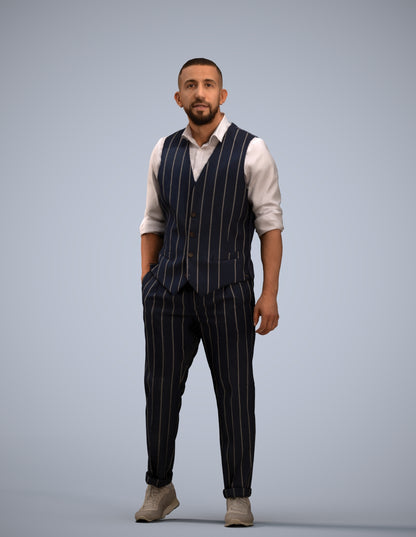 scanned 3D man business, photogrammetry people for Enscape and V-Ray