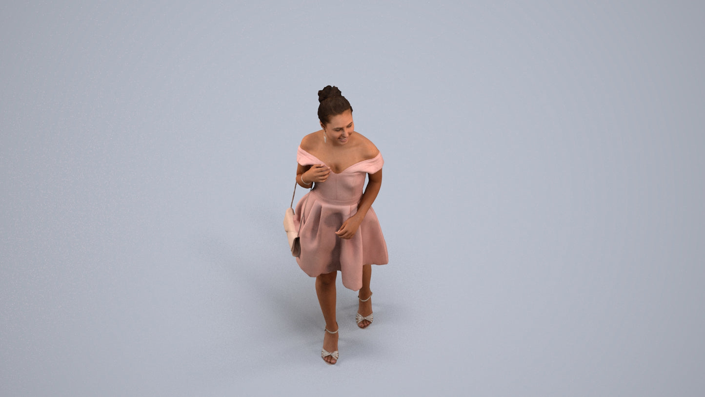 3D scanned woman formalaffairs formal, photorealistic archviz people for Enscape and SketchUp, back view render