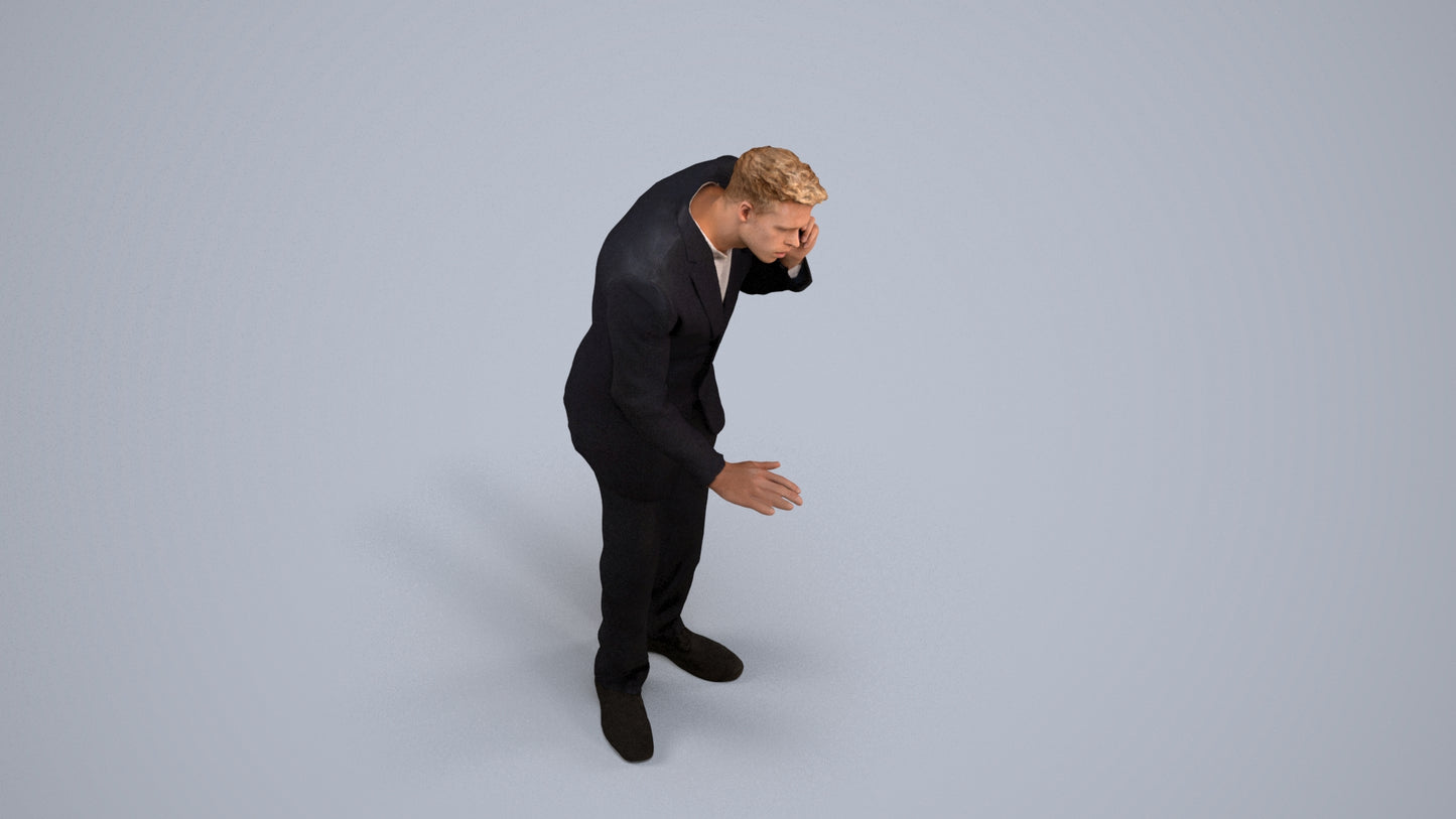 3D scanned man business, photorealistic archviz people for Enscape and SketchUp, back view render