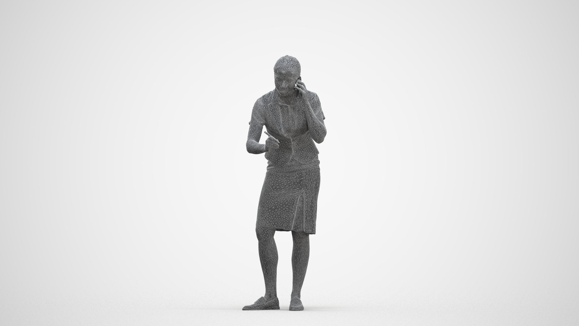 realistic 3D woman hospitality, scanned archviz people for Blender and 3ds Max, three-quarter front view render