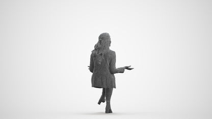 realistic 3D people woman business, render-ready for V-Ray and Corona, FBX OBJ, wireframe front view