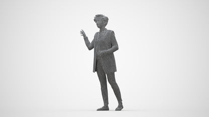 3D human model woman business, photogrammetry scanned person for archviz, wireframe back view