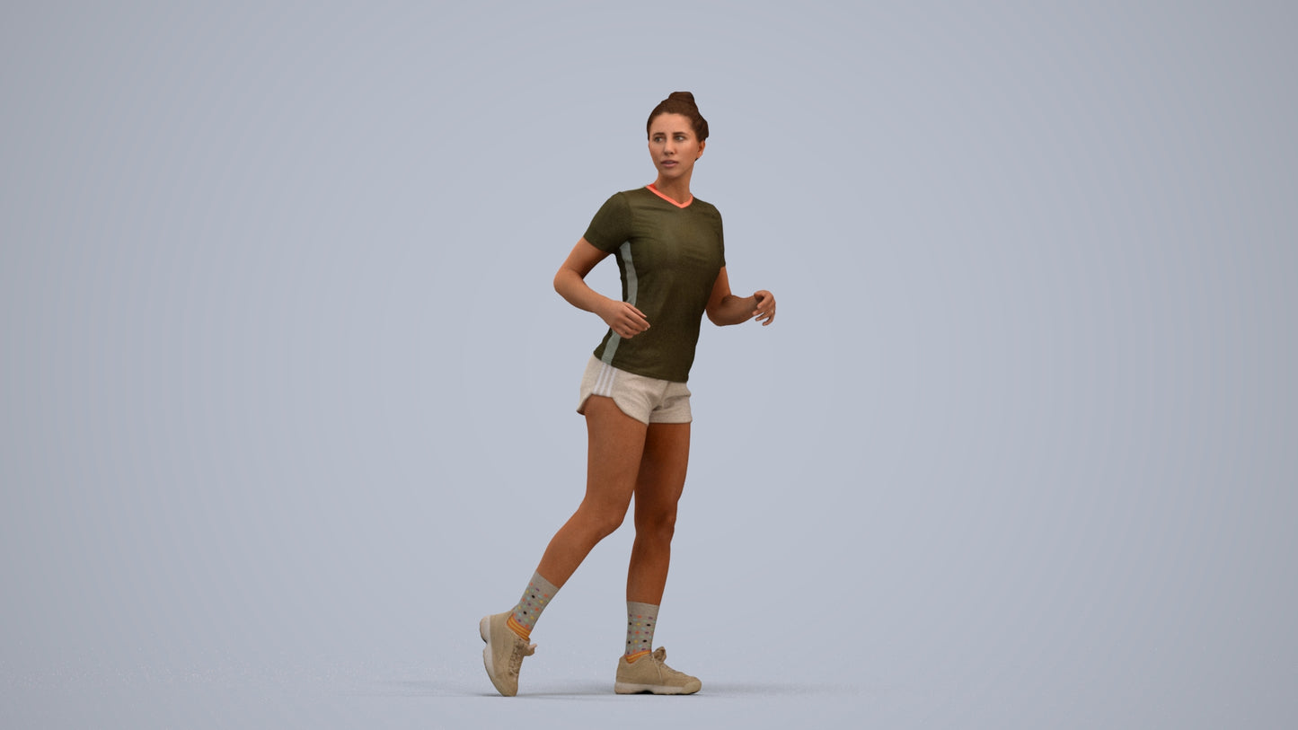 scanned 3D woman sport, photogrammetry people for Enscape and V-Ray, standing pose render