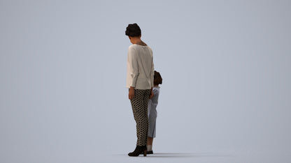 scanned 3D girl casual kids, photogrammetry people for Enscape and V-Ray, three-quarter view render