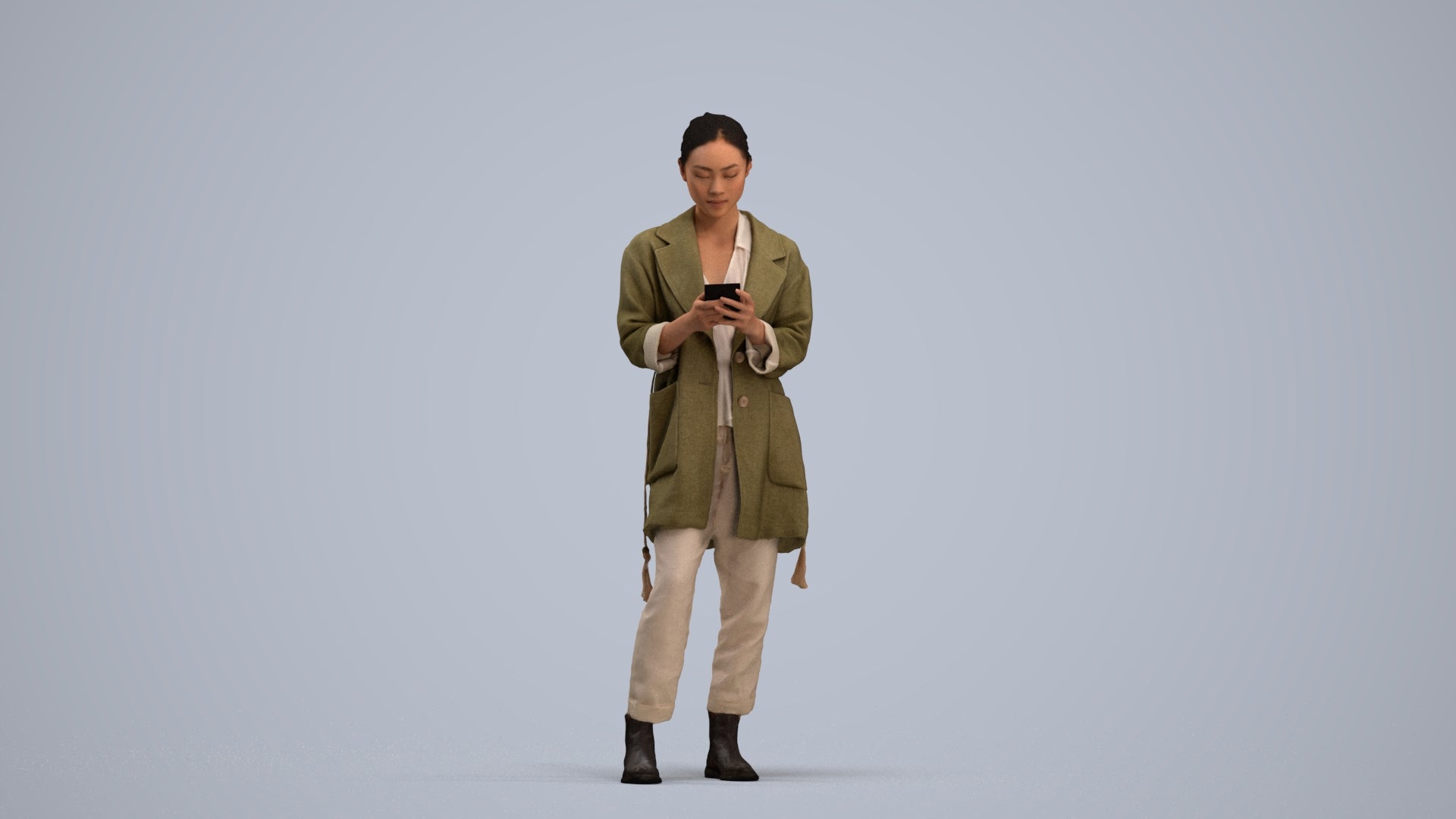 realistic 3D people woman casual standing, render-ready for V-Ray and Corona, FBX OBJ, standing pose render