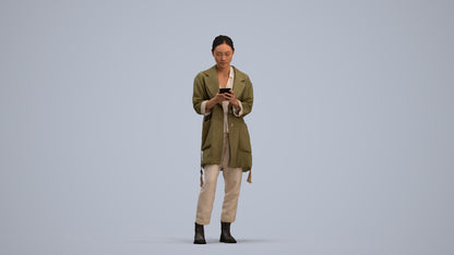 realistic 3D people woman casual standing, render-ready for V-Ray and Corona, FBX OBJ, standing pose render