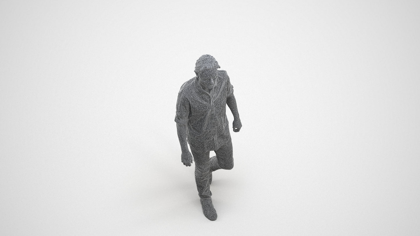 realistic 3D people man casual standing, render-ready for V-Ray and Corona, FBX OBJ, wireframe three-quarter view