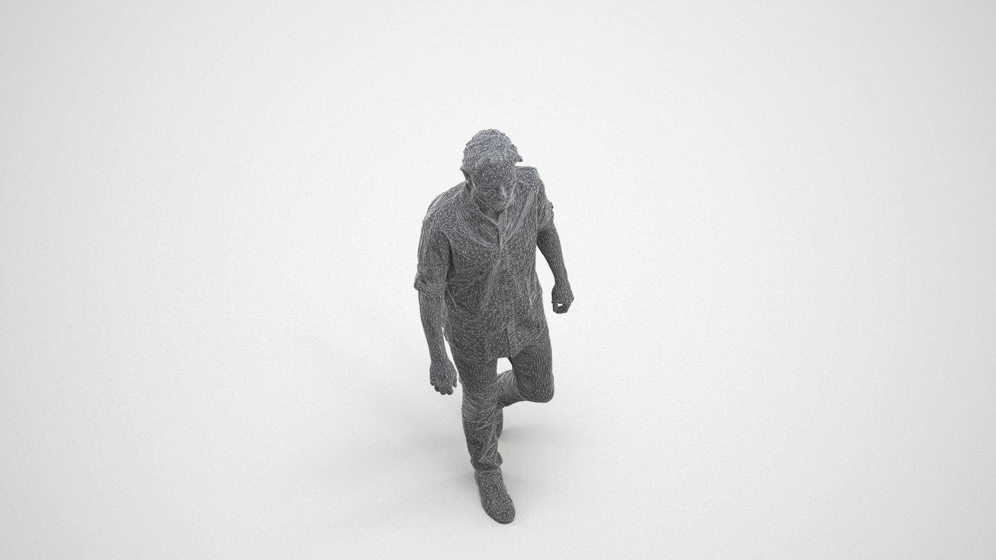 realistic 3D people man casual standing, render-ready for V-Ray and Corona, FBX OBJ, wireframe three-quarter view