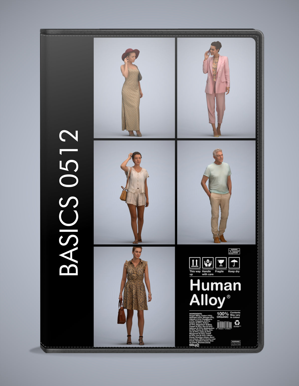 scanned 3D people walking collection, 5 photogrammetry models for Enscape and V-Ray