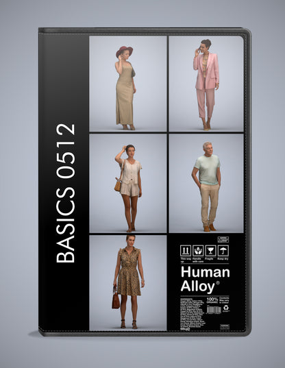 scanned 3D people walking collection, 5 photogrammetry models for Enscape and V-Ray