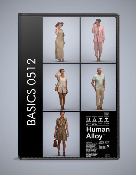 scanned 3D people walking collection, 5 photogrammetry models for Enscape and V-Ray