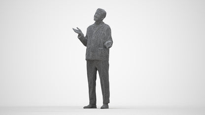 realistic 3D man casual standing, scanned archviz people for Blender and 3ds Max, wireframe back view