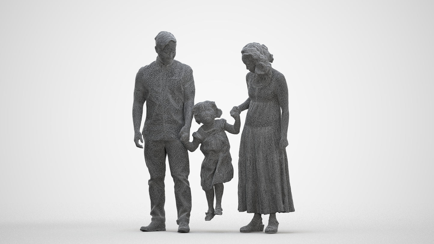 photogrammetry 3D woman casual kids, realistic human model archviz FBX, three-quarter front view render