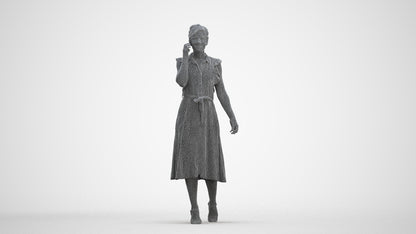 realistic 3D human woman casual walking, archviz people FBX OBJ for Blender, three-quarter front view render