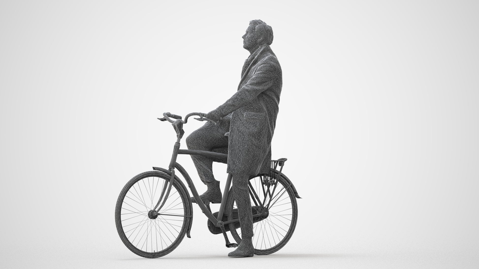 3D scanned man cycling business, photorealistic archviz people for Enscape and SketchUp, square thumbnail