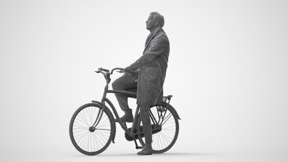 3D scanned man cycling business, photorealistic archviz people for Enscape and SketchUp, square thumbnail
