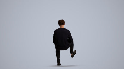 realistic 3D man casual sitting, scanned archviz people for Blender and 3ds Max, front view render