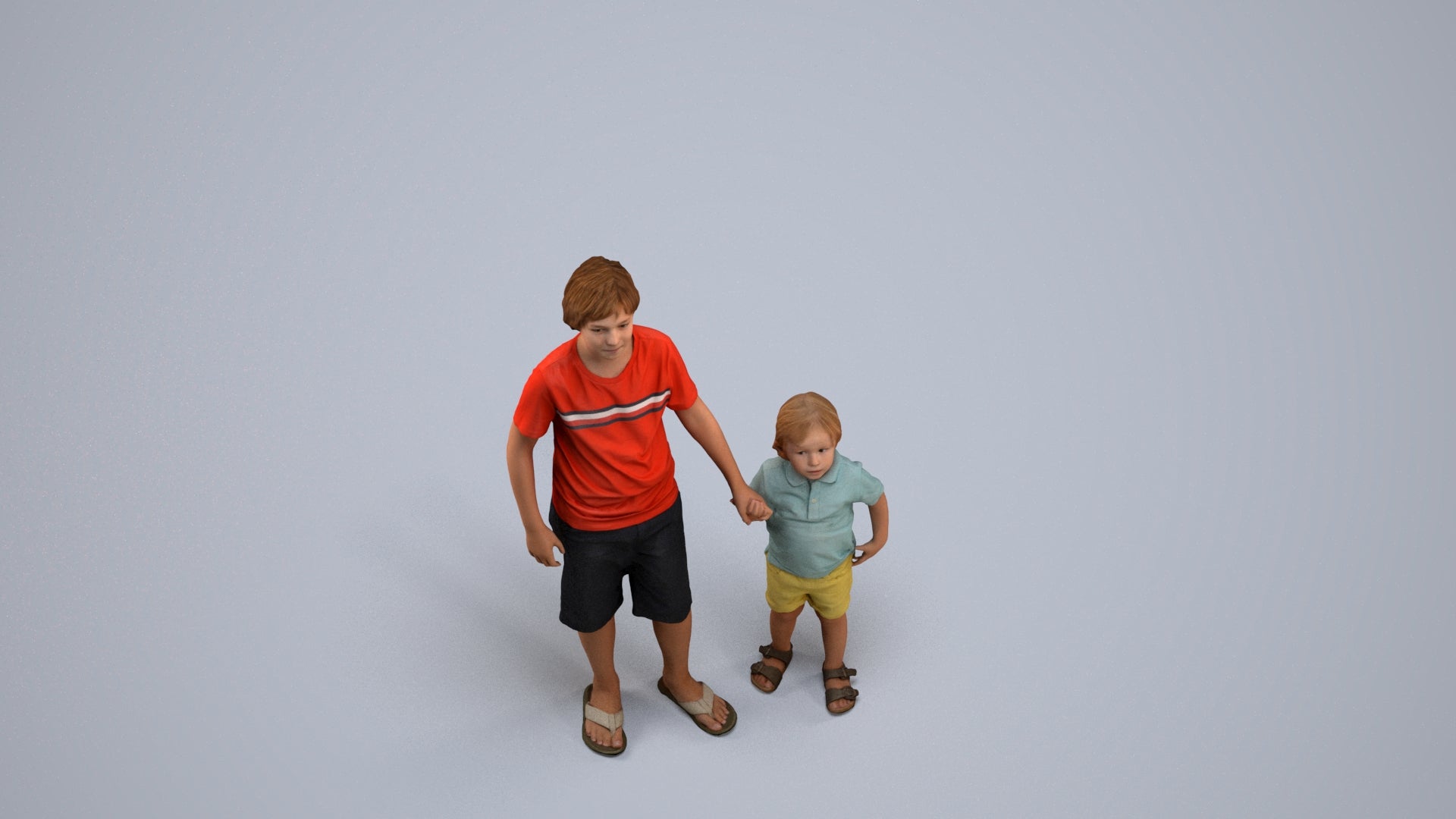 realistic 3D human boy casual kids, archviz people FBX OBJ for Blender, back view render