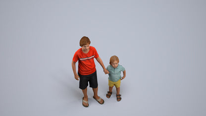 realistic 3D human boy casual kids, archviz people FBX OBJ for Blender, back view render