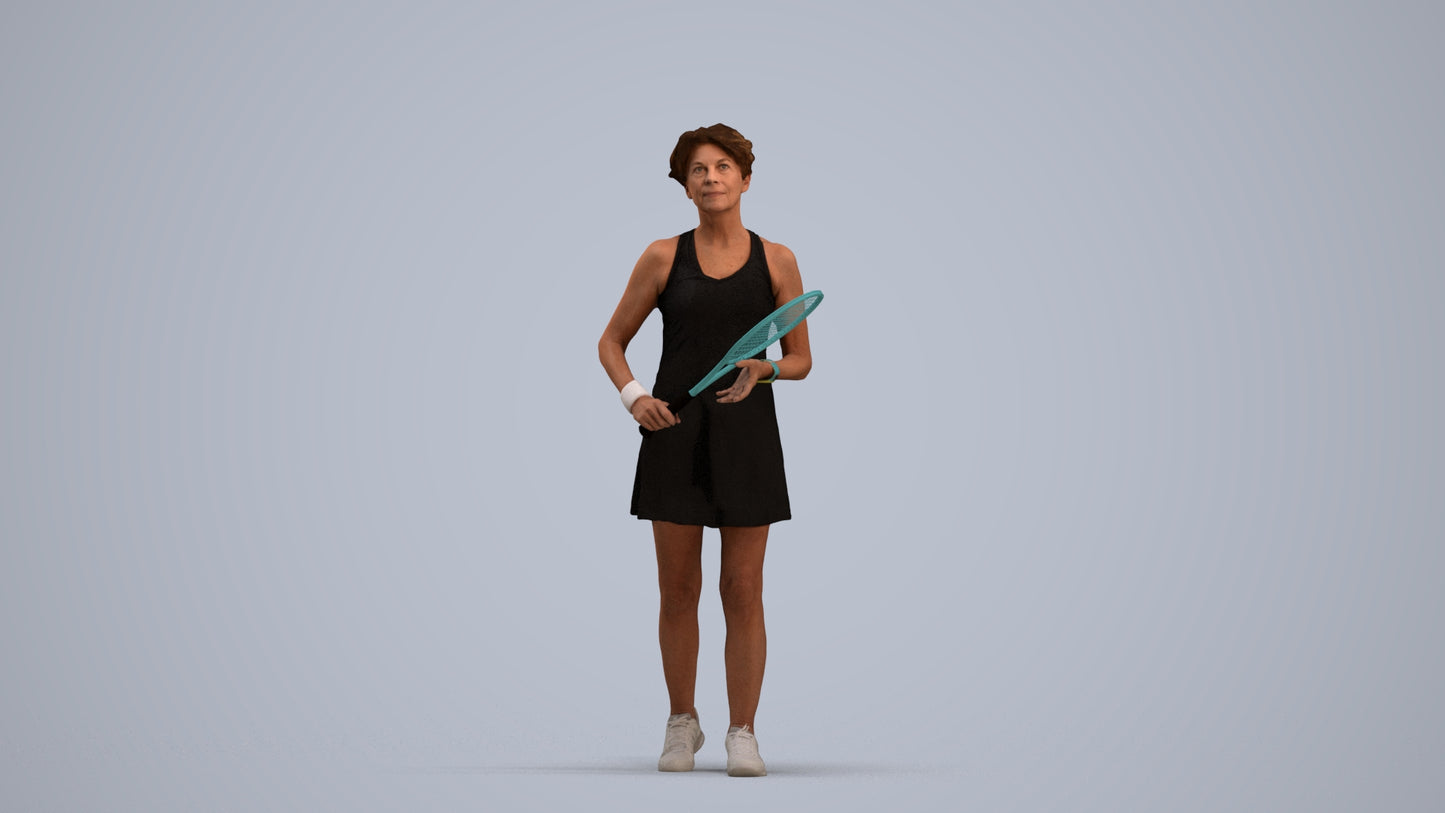 3D human model woman sport, photogrammetry scanned person for archviz, standing pose render