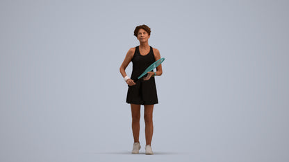 3D human model woman sport, photogrammetry scanned person for archviz, standing pose render