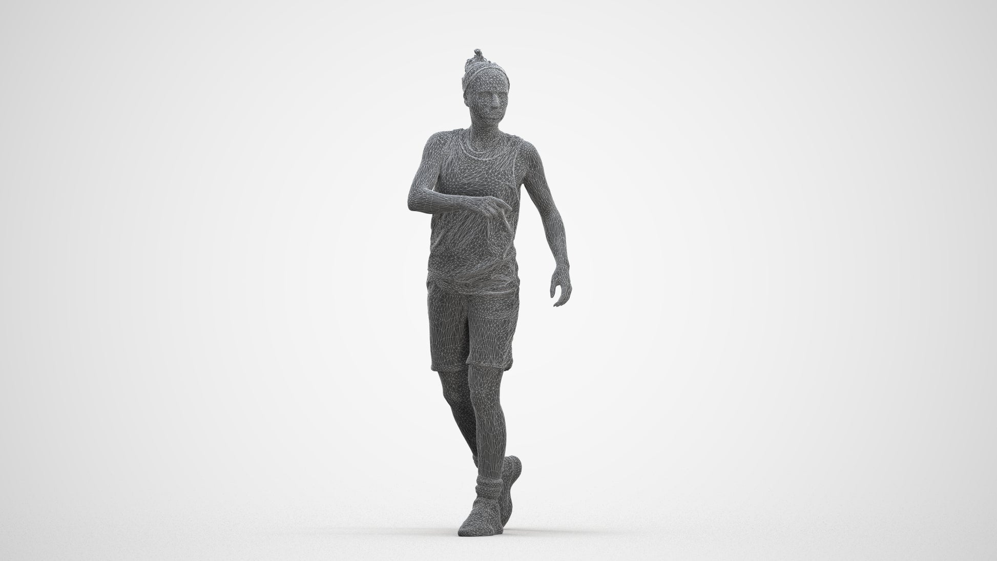 realistic 3D woman sport, scanned archviz people for Blender and 3ds Max, three-quarter front view render