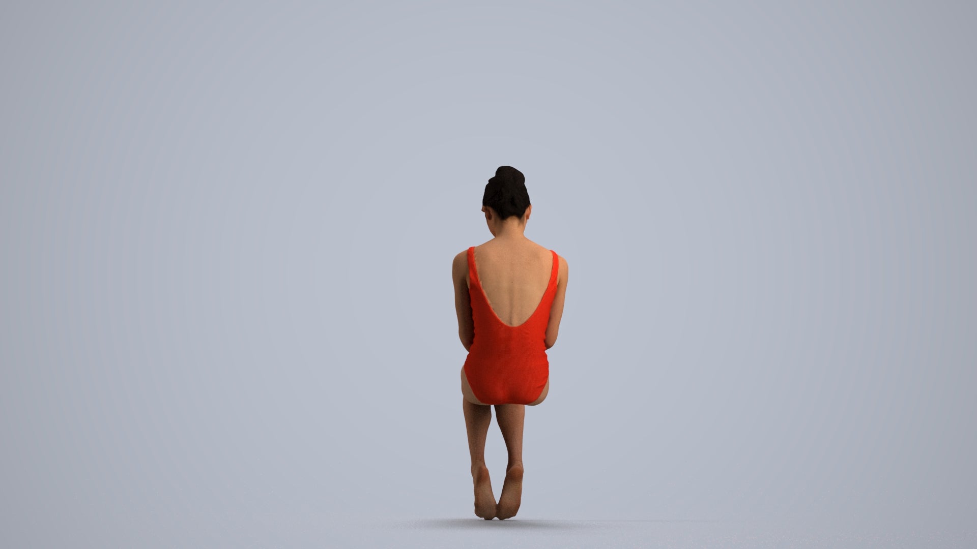 realistic 3D human woman casual pool, archviz people FBX OBJ for Blender, front view render