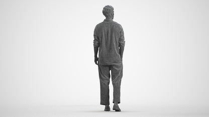 3D human model man casual walking, photogrammetry scanned person for archviz, square thumbnail