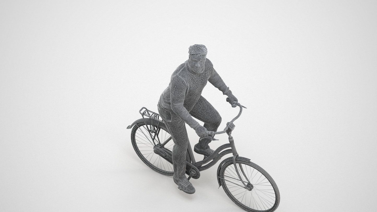 realistic 3D people man casual sitting, render-ready for V-Ray and Corona, FBX OBJ, wireframe three-quarter view