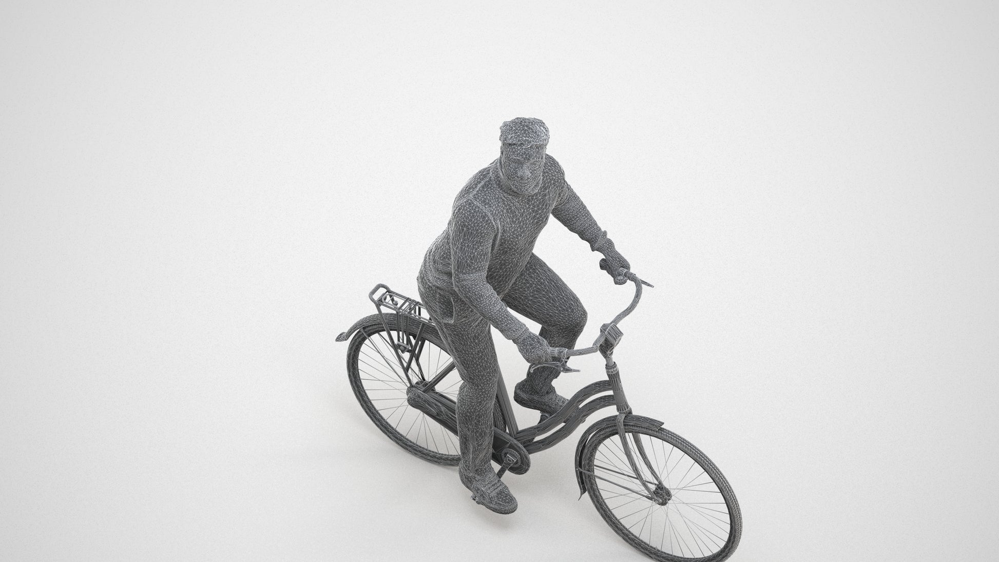 realistic 3D people man casual sitting, render-ready for V-Ray and Corona, FBX OBJ, wireframe three-quarter view