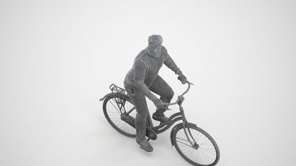 realistic 3D people man casual sitting, render-ready for V-Ray and Corona, FBX OBJ, wireframe three-quarter view