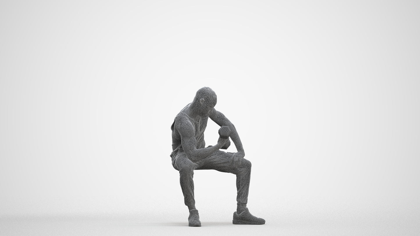 realistic 3D human man casual sport, archviz people FBX OBJ for Blender, three-quarter front view render