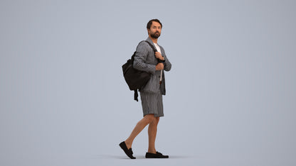 scanned 3D man business walking, photogrammetry people for Enscape and V-Ray, standing pose render