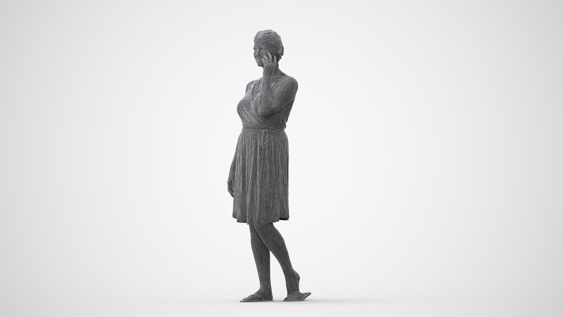 realistic 3D woman casual walking, scanned archviz people for Blender and 3ds Max, square thumbnail