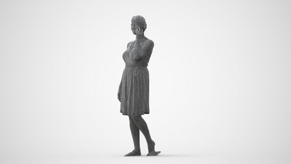 realistic 3D woman casual walking, scanned archviz people for Blender and 3ds Max, square thumbnail