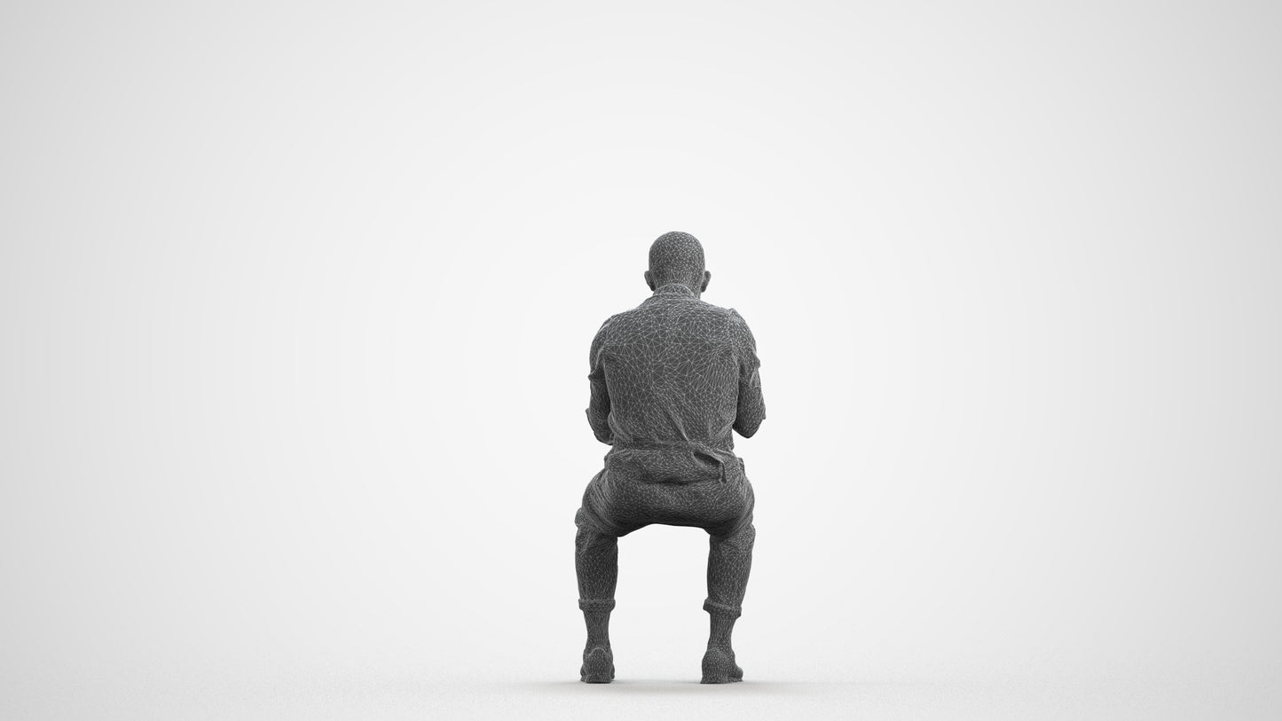 realistic 3D people man business sitting, render-ready for V-Ray and Corona, FBX OBJ, wireframe front view