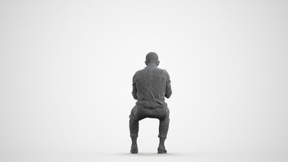realistic 3D people man business sitting, render-ready for V-Ray and Corona, FBX OBJ, wireframe front view