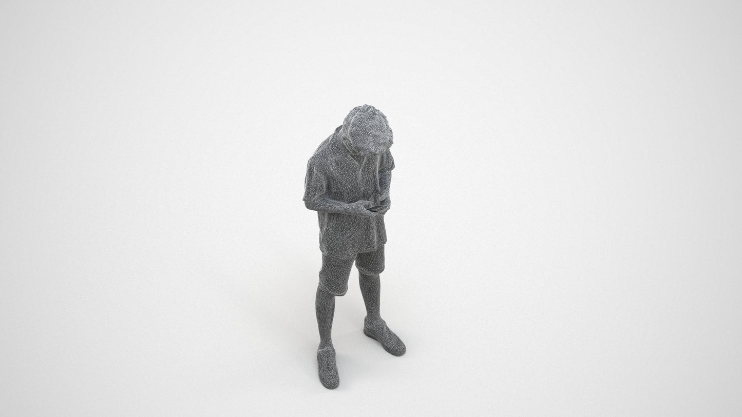 realistic 3D human boy casual kids, archviz people FBX OBJ for Blender, wireframe three-quarter view