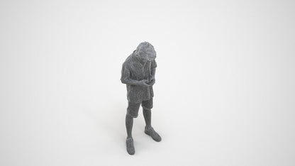 realistic 3D human boy casual kids, archviz people FBX OBJ for Blender, wireframe three-quarter view