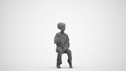 realistic 3D human woman casual sitting, archviz people FBX OBJ for Blender, three-quarter front view render