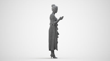 3D people model woman formal formalaffairs, scanned human for 3ds Max rendering, wireframe side view