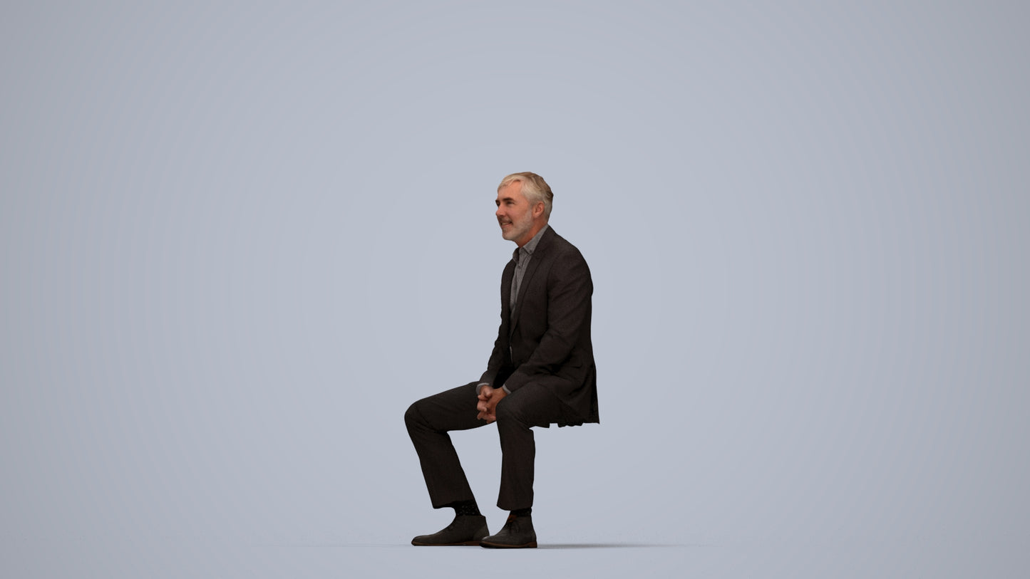 realistic 3D human man business, archviz people FBX OBJ for Blender, top-down view render