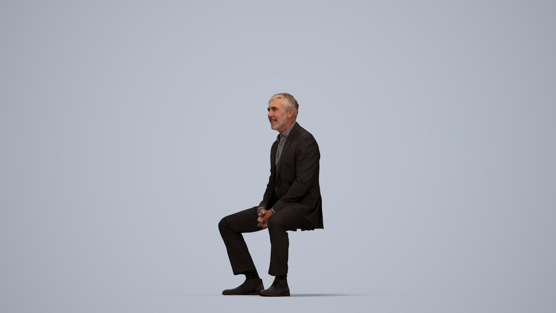 realistic 3D human man business, archviz people FBX OBJ for Blender, top-down view render