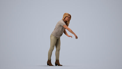 scanned 3D woman casual standing, photogrammetry people for Enscape and V-Ray, side view render