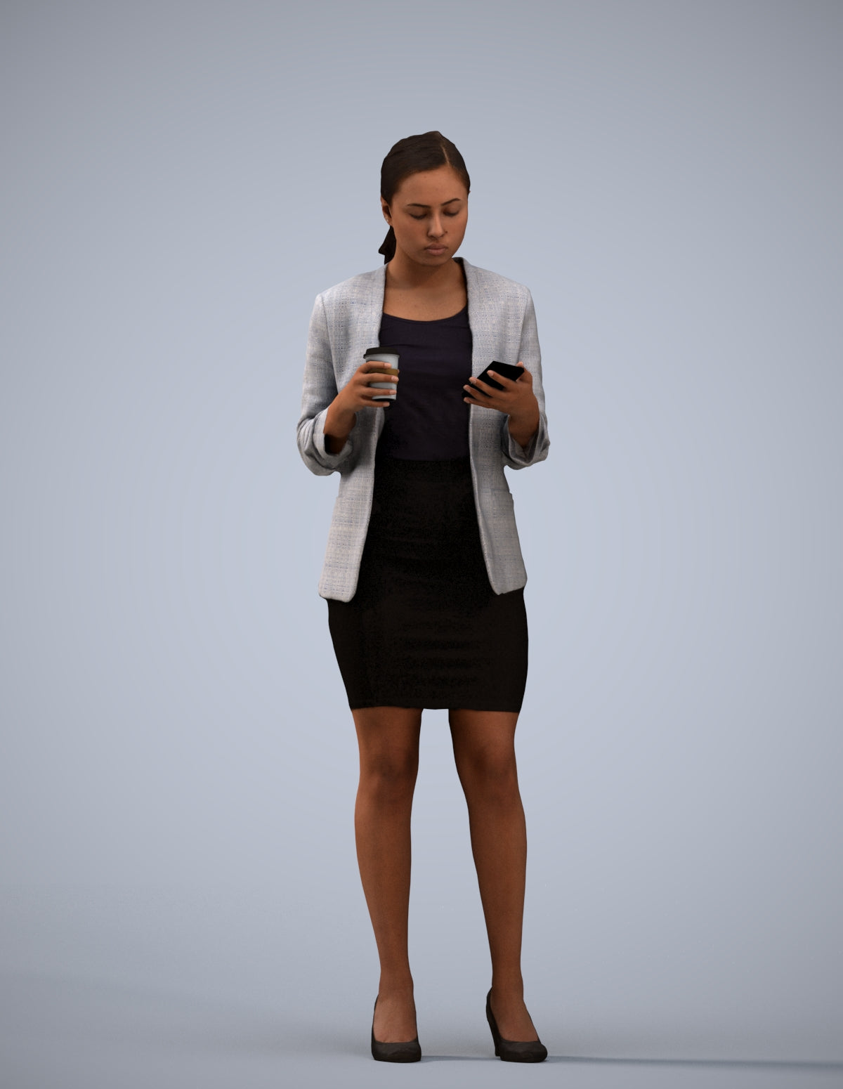 scanned 3D woman business, photogrammetry people for Enscape and V-Ray