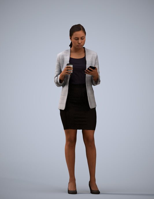 scanned 3D woman business, photogrammetry people for Enscape and V-Ray