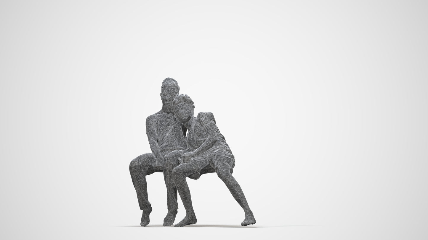 realistic 3D human girl kids, archviz people FBX OBJ for Blender, wireframe back view