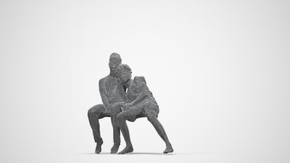 realistic 3D human girl kids, archviz people FBX OBJ for Blender, wireframe back view